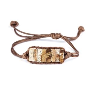 Earthy Brown Stone on Adjustable Leather Cord Bracelet